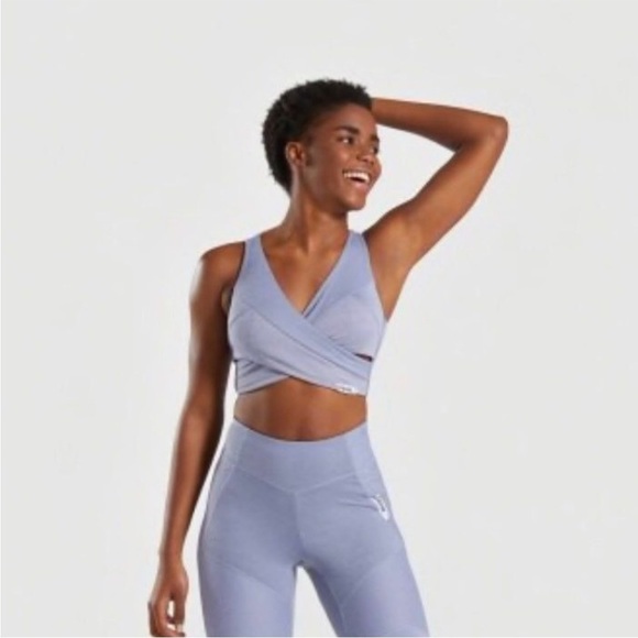 GYMSHARK | True Texture Lavender/ Steel Blue Sports bra Sz S - Picture 3 of 6